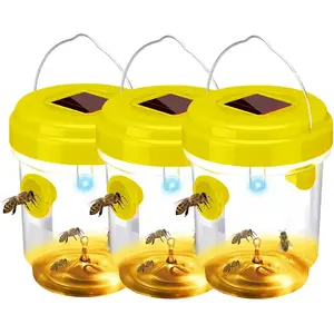 3 PCS Wasp Traps for Hunting Wasps - Bees, Hornets, Insects, Yellow Jacket Traps, Wasp Trap Catcher, Reusable Solar Powered Hanging for Outdoor