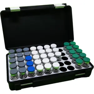 3D Printed 3ml Vial Storage Case Freezer Safe Hard Shell Peptide Case for Home Fridge Travel Black/White Holds 50 3ml Vials