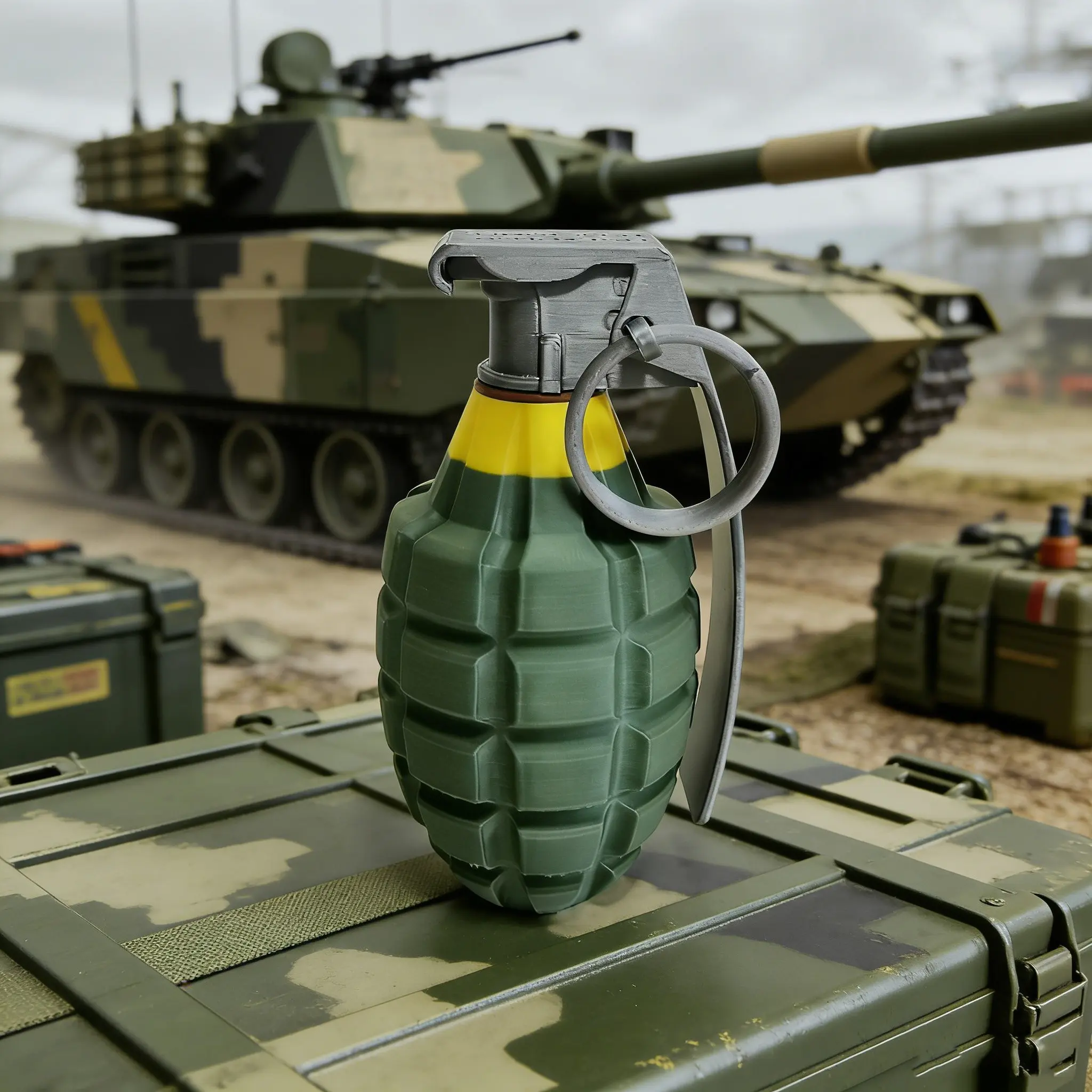 Mk2 Hand Grenade Model Statue, Indoor Outdoor Desk Decor, Pla Material, Military Collectible Piece, Party Decoration, Office Living Room Ornament, Decor Figurine, Figurines Decor, Decorative Piece