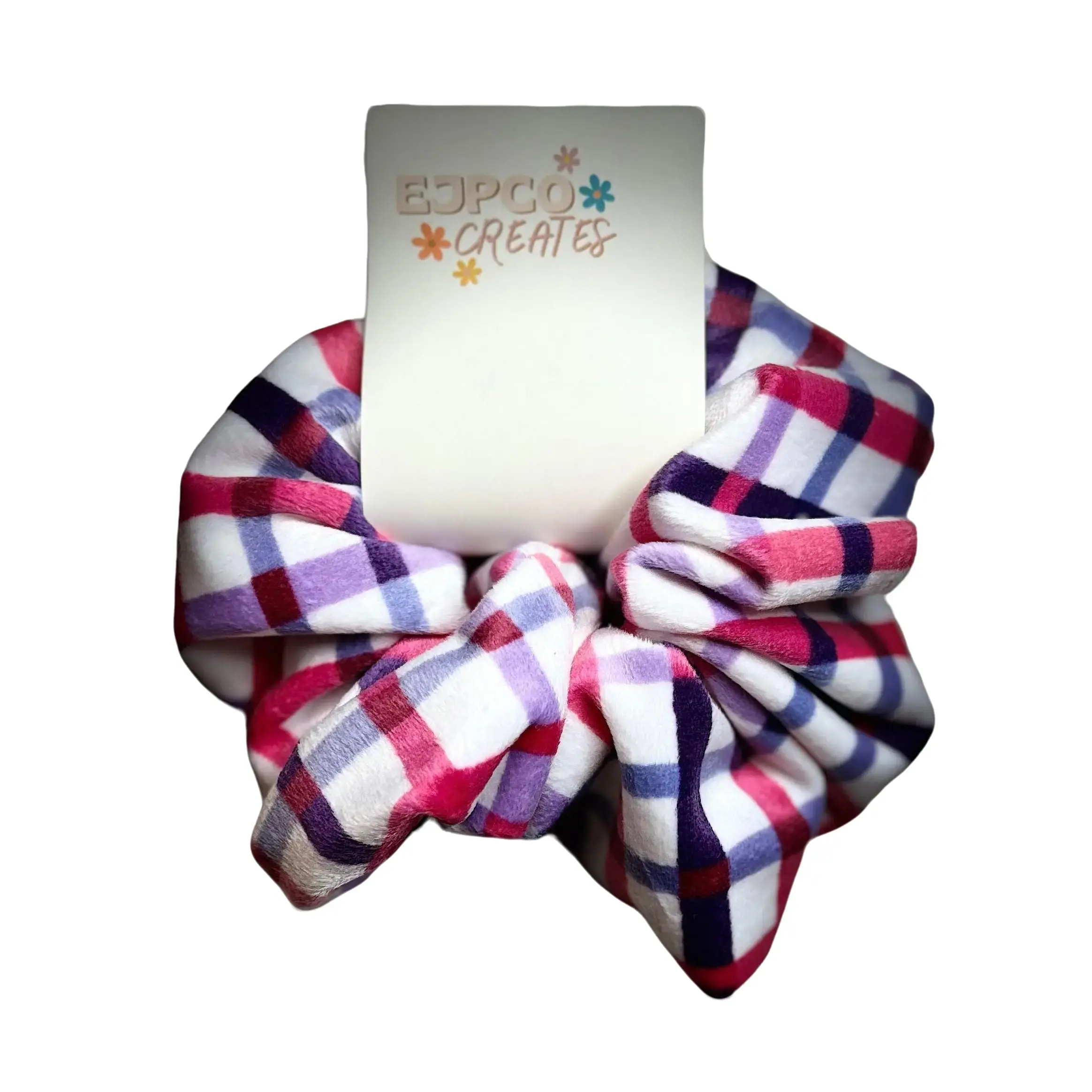 Plaid Scrunchie in Vibrant Purple and Pink volume scrunchie hijab business bows for