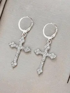 Micro inlaid zircon cross earrings, suitable for daily wear, vacation dates and other occasions, and also a surprising and exquisite small gift