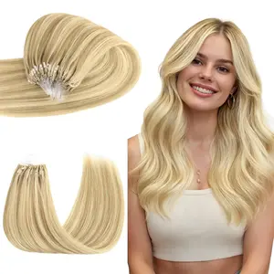 GOO GOO Micro Link Hair Extensions Real Human Hair, Cold Fusion, 18-22Inch 50g 1g/s Invisible Glueless Micro Loop Hair Extensions Silky Straight Natural Human Hair Extensions#SummerVibes