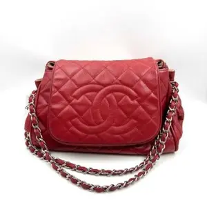 Pre-owned CHANEL As Shown Crossbody Bags HZ 1569 Accordion Flap bag in red quilted caviar leather 26.02.10
