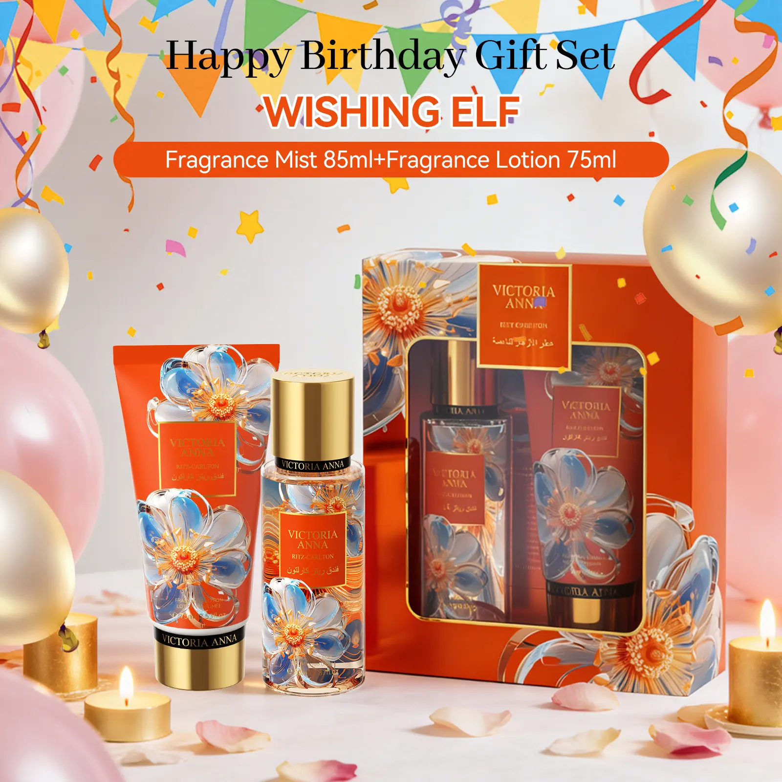 Victoria Anna Body Spray and Body Lotion Set - Perfumes for Women with Fresh, Floral, Sweet Scents - 24 Hour Wear Body Spray for Women - Travel Size Gift Set - 2 pcs Fragrance
