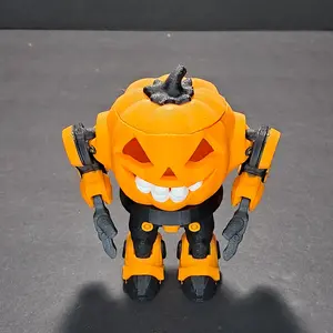 3D Printed Articulating Robot Pumpkin Flameless Tealight Holder for Halloween Decoration Unique Design Halloween Accessory