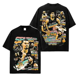 Vintage Spur Team Graphic Tee for Spur Nation, Wemby & Core Roster Graphic Shirt, Oversized Unisex Basketball Fan T-Shirt, Casual Streetwear Camiseta Verano Summer Outfit, Soft Cotton Everyday Wear, Trendy Game Day Apparel Gift for Men and Women