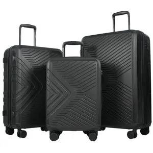 Travelhouse 3 Piece Hardshell Luggage Set Hardside Lightweight Suitcase with TSA Lock Spinner Wheels 20in24in28in.(Black)