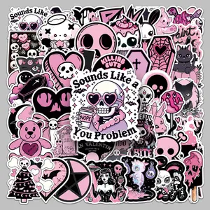 50PCS Black Pink Gothic Series Stickers Decal Set, Suitable for Faith Based Designs Such As Scrapbooks, Diaries, Laptops, Water Bottles, Cars, Car Decals, Etc., As Gifts with Positive Messages