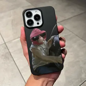 Cute Driving Monkey Pattern Phone Case,Silicone,Shockproof,Slim,Anti-Scratch Soft Microfiber Lining For iPhone16 15 15Pro Max 14 14Pro 13 12 11 16pro