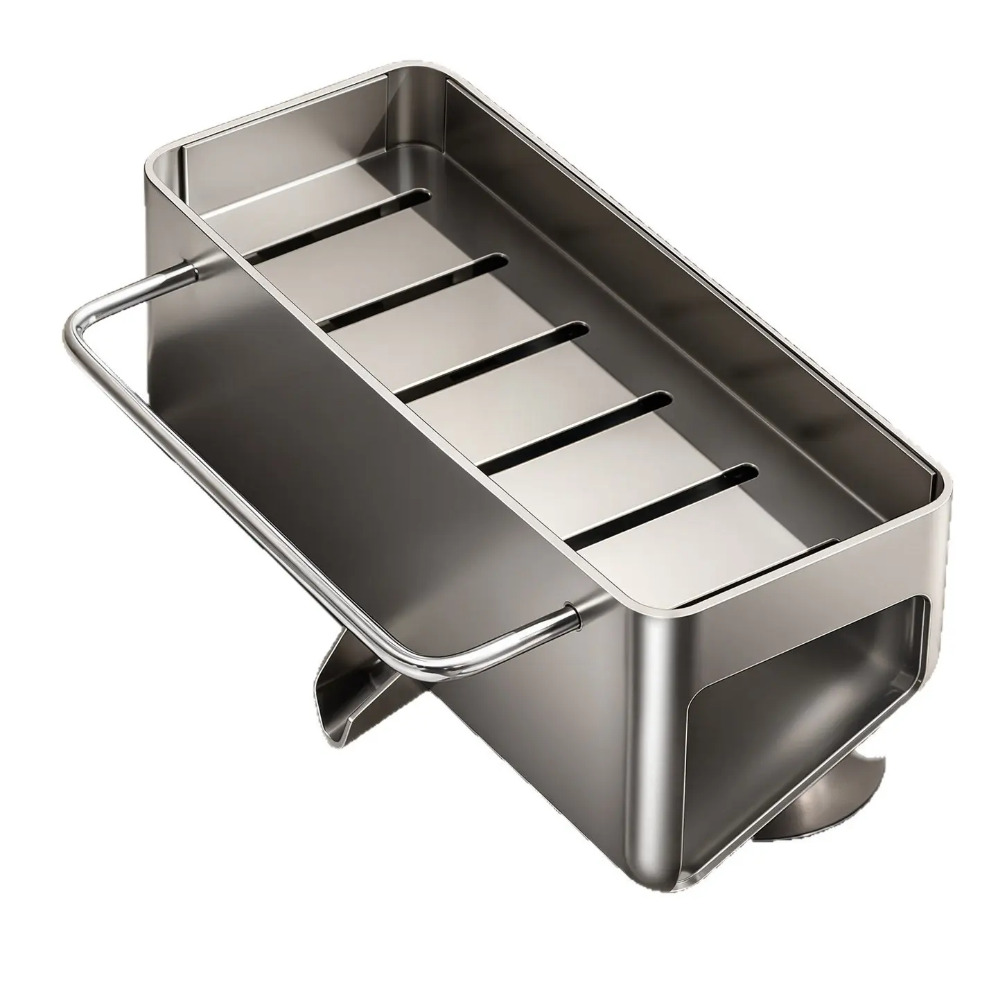 Stainless Steel Kitchen Sink Caddy, Multifunctional Sink Organizer with Soap Dispenser, Sponge Holder, Towel Bar and Drainage Spout, Countertop Dishwashing Storage Rack for Kitchen Accessories