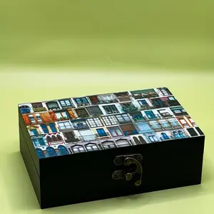 Custom Memory Box- Balcony Galore Decorative Gift Organiser  Container Felt Wooden Print