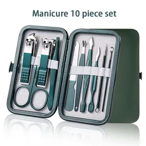 10 Piece Set Professional Nail Care Kit Stainless Steel Manicure & Pedicure Set Nail Clipper Set with Travel Case