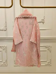 Aghanoor 3 Piece - Pure Organza Embroidered Suit