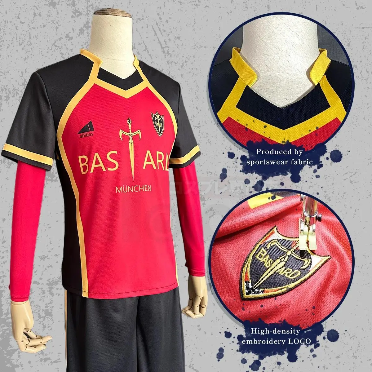 HOLOUN Anime Kaiser, Ness, Isagi, Kurona, Hiori Cosplay Costume Parts - Bastard Munchen Embroidery Football Jersey, Wig, Uniform for DIY Cosplay Projects