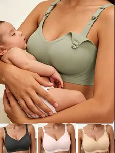 Four-Pack Pregnancy Nursing Bras for Women, Anti-Sagging, Postpartum Breastfeeding, Front-Opening, Plus Size, Comfortable Bra Set
