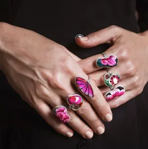 Embroidtale Hand-embroidered Rings - Ethnic Hmong Crafted Vintage Silver-plated Bronze Adjustable Size Unique One-of-a-kind