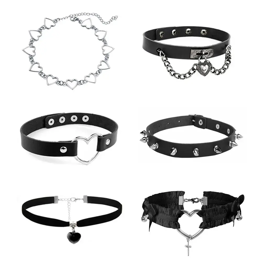 TOP-FASHION - Sexy Trendy Vintage Charm Round Gothic Collar Necklaces Jewelry Gift Gothic Leather Heart Harajuku Women Punk Choker Necklace