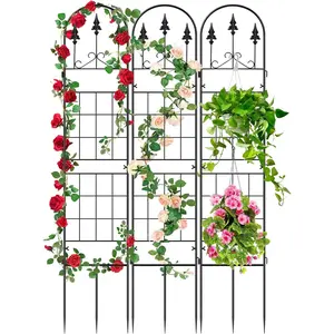 3 Packs Metal Garden Trellis for Climbing  (65.3'' x 40'') Rustproof Metal Garden Flower Rose Trellis, Outdoor Climbing Clematis Trellis Cucumbers Support for Courtyards Lawns