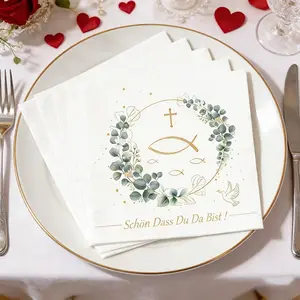 30pcs Elegant Cross Fish Pattern Napkins, Double Layer Design, Perfect for Party Decorations, Ideal for Christmas Dinner Table Settings