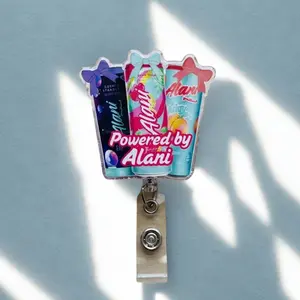 Funny Energy Drink Acrylic Badge Reel Retractable ID Holder For Tired Nurses, Night Shift Healthcare Workers, And Medical Students