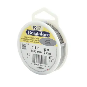 19-Strand Bead Stringing Wire – .015 in (0.38 mm) | Bright Finish | 30 ft