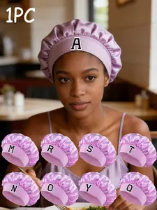 1PC 26 Letters Smooth Satin Daily Hair Care Sleep Cap Lightweight and Breathable, Protect Hair & Reduce Friction Anti-Frizzy, Unisex, Tangle-Free Hair Bath Cap