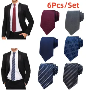 6 PCS Men's Necktie Classic Silk Tie Woven Jacquard Neck Ties party  supplies dad gift