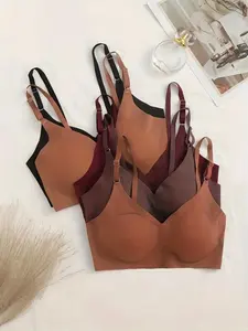 Spring & Summer 3 Pcs Nude Tone Seamless Wireless Bras, Breathable Lightweight Supportive Bralettes with Adjustable Straps, Perfect for Daily Wear and Tight Outfits