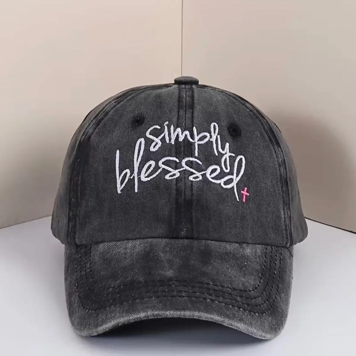 Distressed “Simply Blessed” Ball Cap, Low Profile