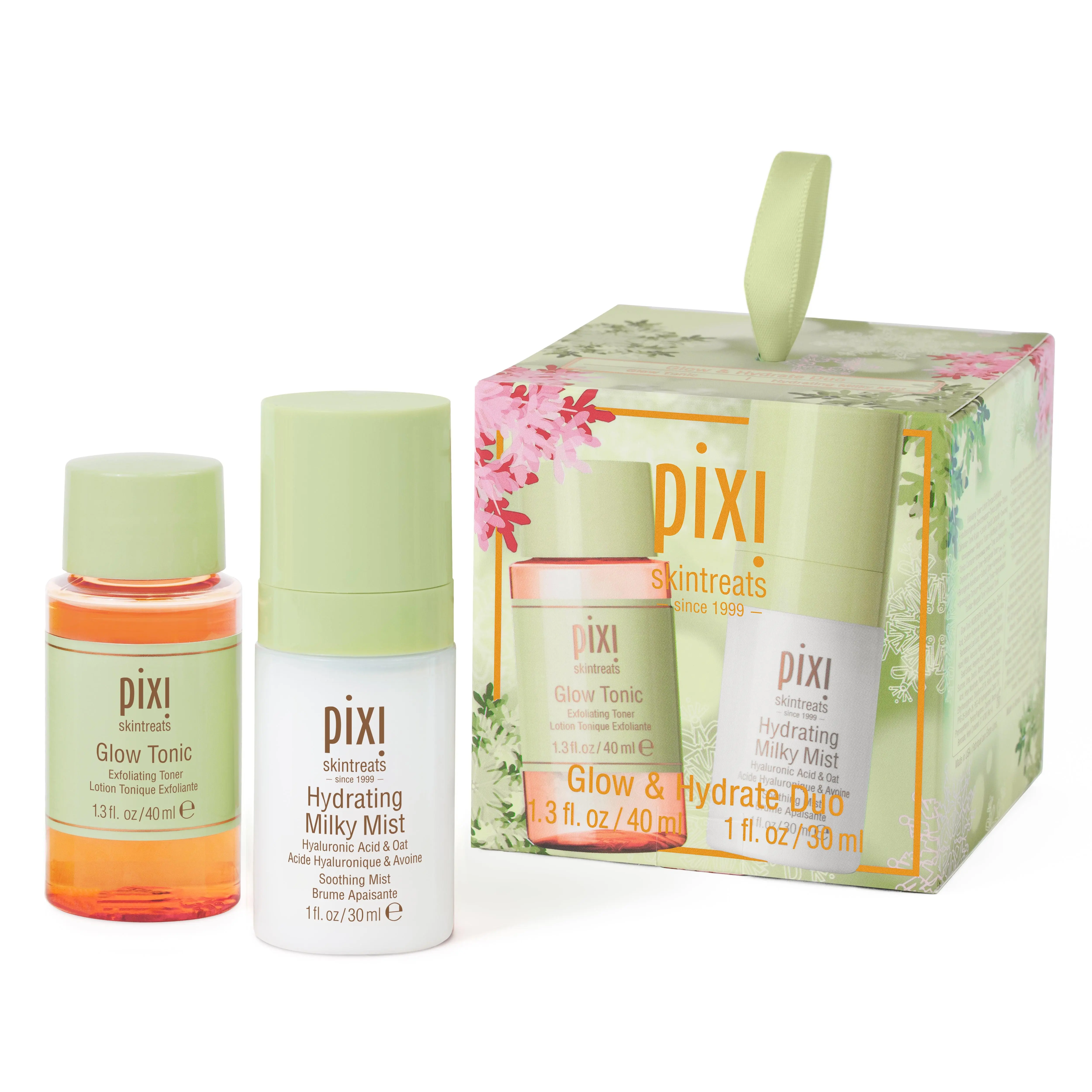 Pixi Glow & Hydrate Petite Size Skincare Self Care Kit - Glow Tonic Toner, Hydrating Milky Mist with Natural Extracts for Face Care, Skin Repair, Moisturizer Beauty Products