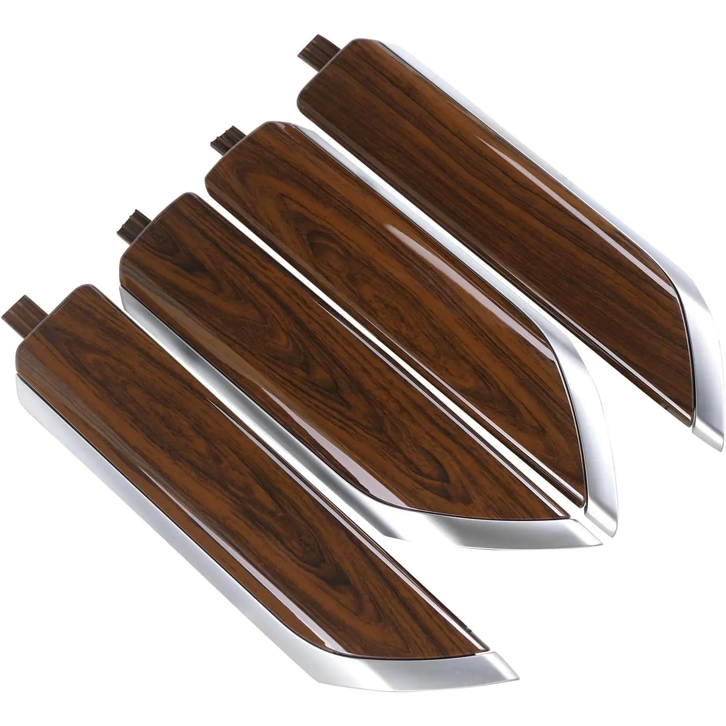 Black Wood Grain Plastic Interior Door Panel Trim Molding Kit - 4 Pieces, OEM Replacement Pickup Accessory for Chevrolet Silverado & GMC Sierra Crew Cab Pickups (2019-2024), Replaces Part 84469330