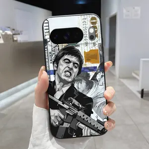 Rounded Edge Phone Case for Google Pixel 10 9 8 7 Pro A XL Creative Scar Face Painted Pattern Pocket-Friendly Shockproof Liquid Silicone Protective Soft Smartphone Casing