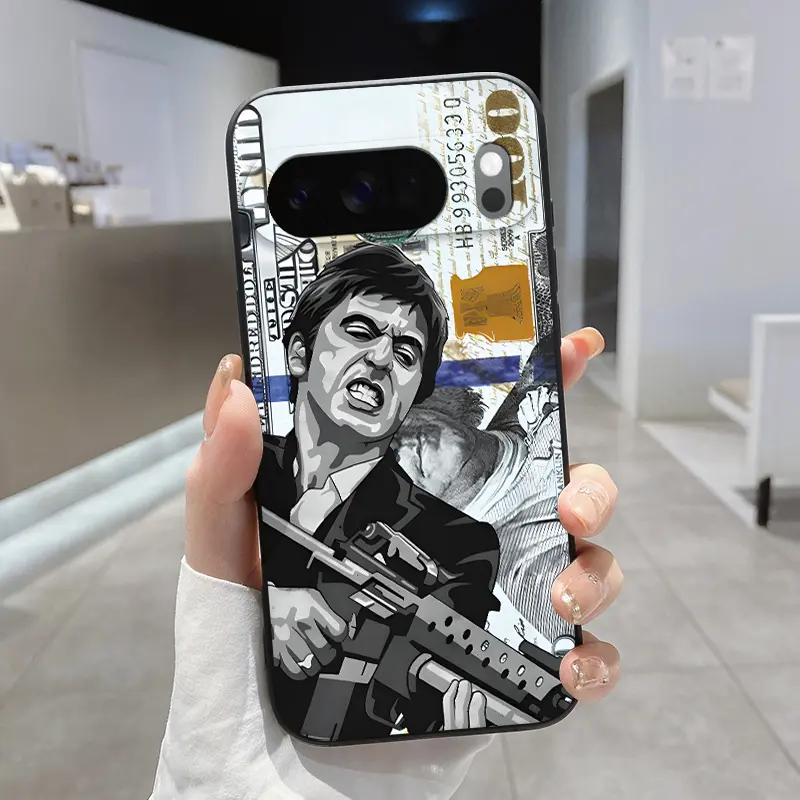 Liquid Silicone Cellphone Cover for Google Pixel 10,9,8,7 Pro,A,XL - Handheld Devices Accessories, Rounded Edge, Scar Face Painted Pattern, Pocket-Friendly, Shockproof Soft Protective Phone Case, Durable
