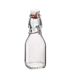 Bormioli Rocco Swing Bottle - 4.25 oz, Recyclable Glass with Airtight Seal - BPA-Free & Dishwasher Safe - Ideal for Infused Drinks, Juices, Oils - Leakproof, Odor Proof, Stain Proof Food Storage