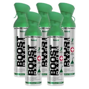 Boost Oxygen Natural Portable 10 Liter Pure Canned Oxygen, Flavorless (5 Pack)