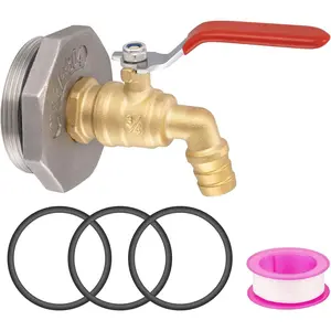 Drum Faucet for 55 Gallon Drum, 2 Inch Brass Barrel Faucet, Drum Spigot with 4 EPDM Gasket and 1 Teflon Tape, No Leaking, for Water, Diesel, Gasoline, Other Liquids