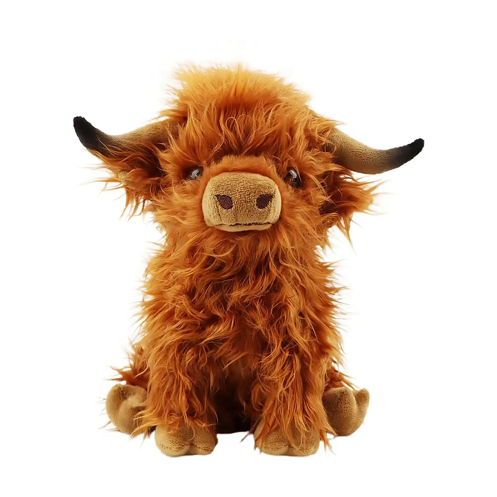 Super Soft Fluffy Highland Cow Stuffed Animal - Polyester Fabric Plush Doll with Skeleton Design, Soft Adorable Stuffed Pillow, Kids Gift, Cute Home Decor Plushie