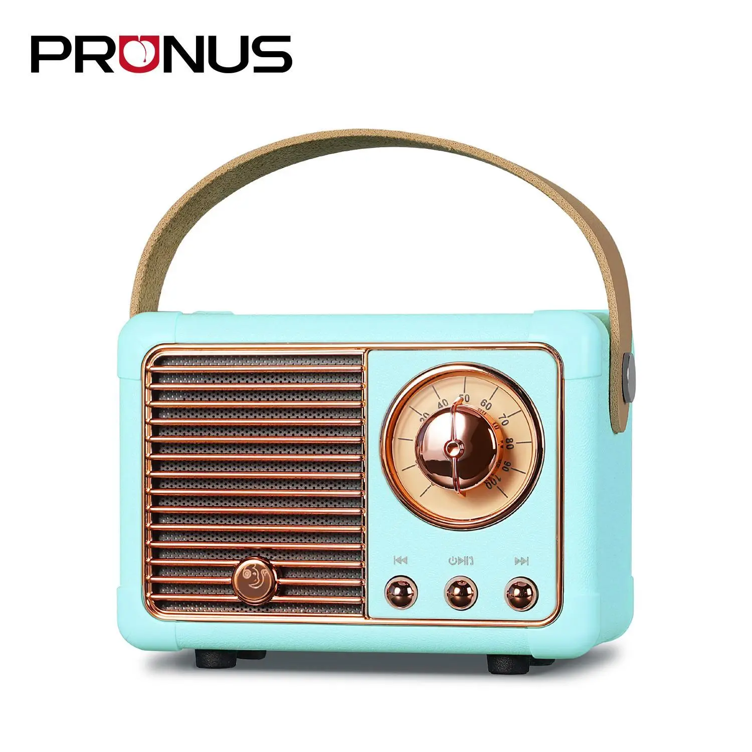 PRUNUS J-999 Retro Bluetooth 5.0 Mini Portable Multifunctional Wireless Speaker - Vintage Decor Audio Device with USB/TF/AUX Support, Long Battery, PU Handle, Handsfree Call Button, for Home & Outdoor Use