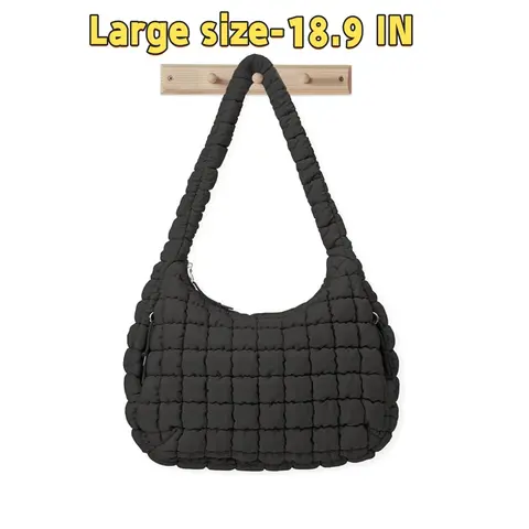 Women's High-Capacity Lightweight Quilted Puffer Gym Tote Bag - Boho Casual Elegant Japanese Style, Crossbody or Hand Carry, Cloud-Soft Plush Fabric, Top Handle, Zip Closure, Durable, Holiday Daily Commuting Bag