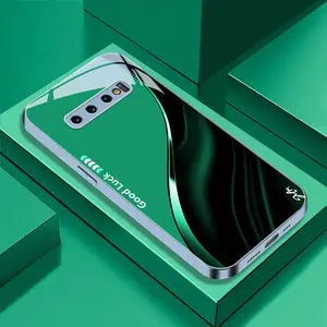 Suitable for [Galaxy S10] High-end simple silk metal blue glass mobile phone case affordable full shockproof drop-proof wear-resistant 995