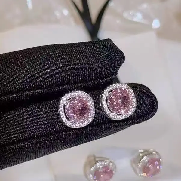 P005 Shiny Iced Out Cubic Zirconia Earrings Anti Fade Plated Hip Hop Ear Jewelry For Him Her