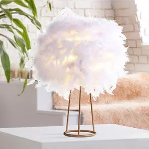 JONATHAN Y Stork Feather Metal LED Table Lamp , for bedroom, living room, foyer, hallways, dining room, dorms