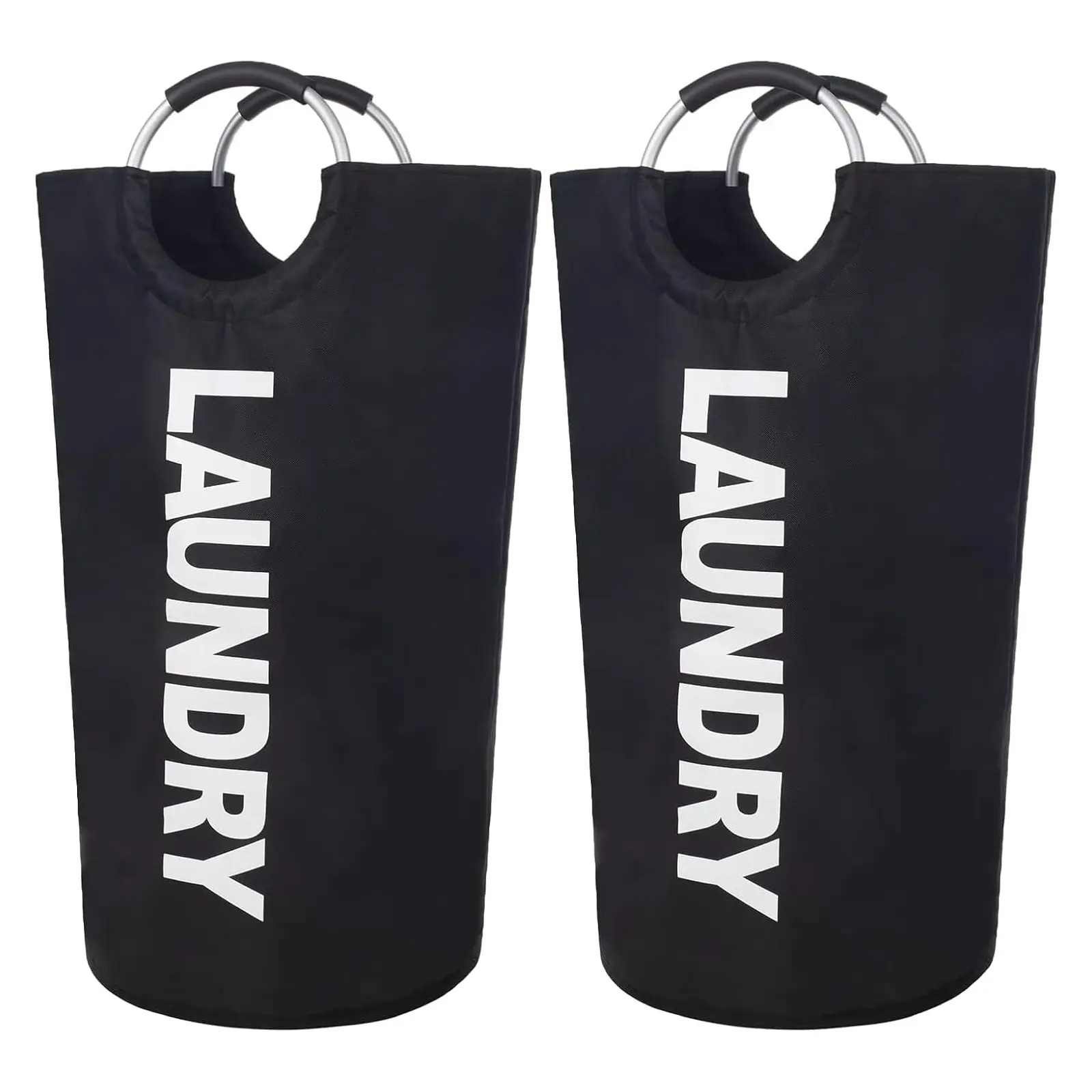 90L Large Laundry Basket, Collapsible Laundry Bag, Freestanding Laundry Hampers, Freestanding Clothes Hamper, Foldable Washing Bin, Laundry Organizers And Storage, Waterproof Hamper With Foam Protected Aluminum Handles for Dirty Clothes