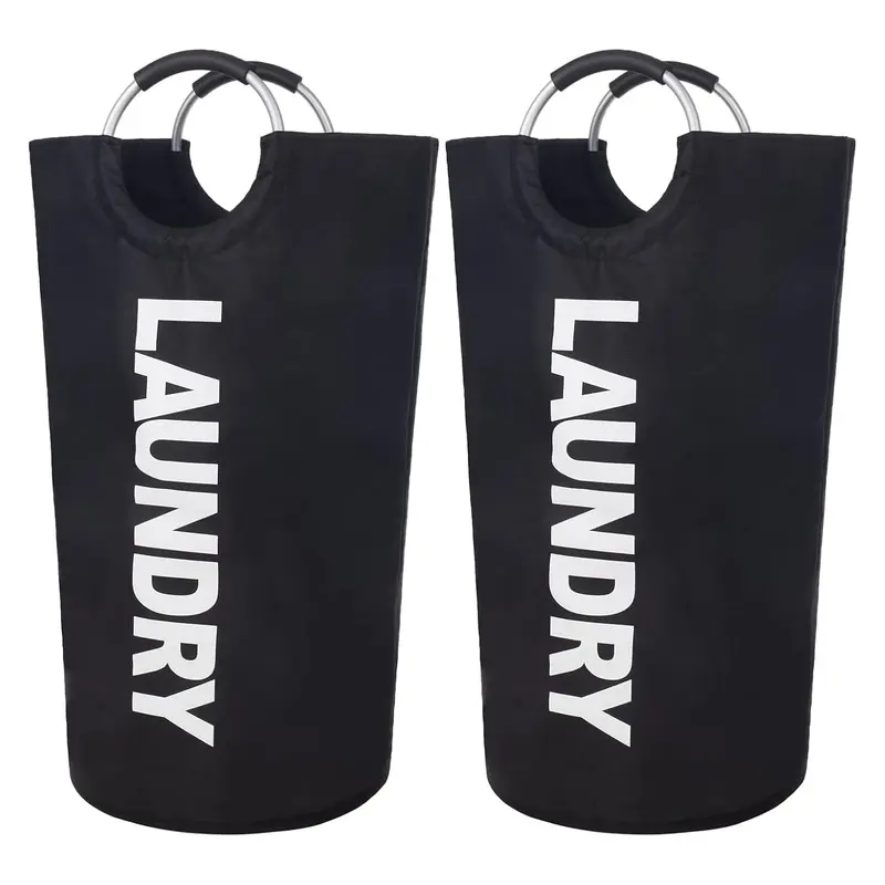 90L Large Laundry Basket, Collapsible Laundry Bag, Freestanding Laundry Hampers, Freestanding Clothes Hamper, Foldable Washing Bin, Laundry Organizers And Storage, Waterproof Hamper With Foam Protected Aluminum Handles for Dirty Clothes