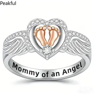 Women’s Angel Wings Heart Ring Symbolic Gift for Moms & Daughters Fashionable & Meaningful Jewelry Perfect for Mother’s Day, Birthdays & Special Occasions