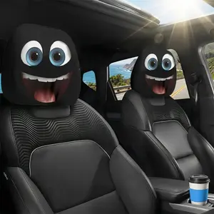 Creative Blue Big Eye Cartoon Funny Car Headrest Cover, Cute Car Character Pillowcase, Fun Anti-Theft Mesh Pillow Case for Cars, Car Accessories