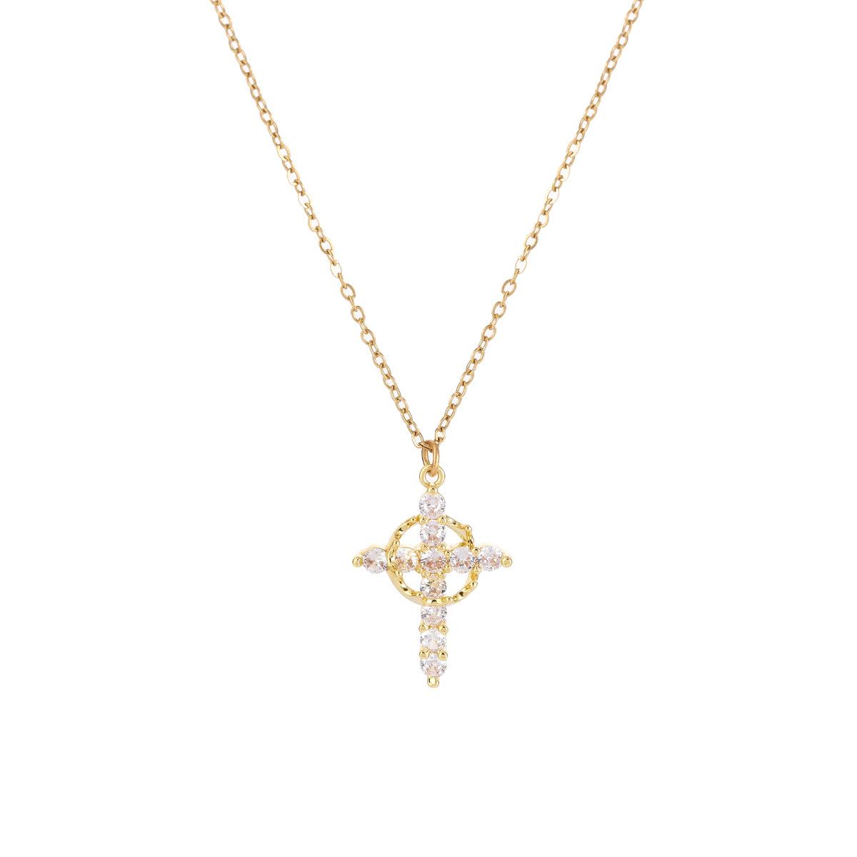 YEAHLOVE Vintage Sparkling Cross Crown Pendant Necklace | Retro Dainty Statement Jewelry for Everyday Wear, Gifting & Good Fortune