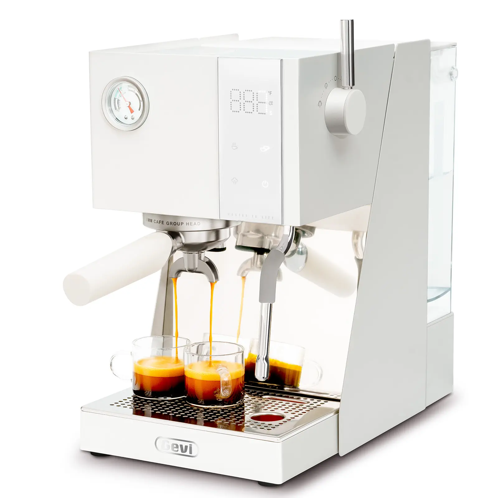 Gevi Commercial Espresso Machine 20Bar Smart OPV for Perfect Crema Milk Frother 58mm Portafilter Dual Display Stainless Steel Home Barista Gift