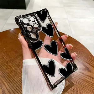 Heart Phone Case for Samsung Galaxy S25 S24 S23 S22 S21 Fe Ultra Plus 4g 5g, Anti-Drop Transparent Soft Back Cover