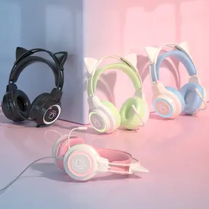 G35 High-Value RGB Gaming Headset with Cute Cat Ear Design, Wired Over-Ear Headphones for PC & Console Games, Multi-Scene Use, PC Gaming Accessories